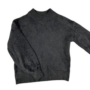 Calia by Carrie Underwood Womens Mock Neck Fuzzy Knit Sweater Black Small